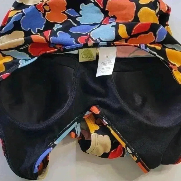 Islander Faux Wrap One Piece Swimsuit, Black, Vibrant Orange, Yellow, Blue, S 10 - Picture 2 of 2